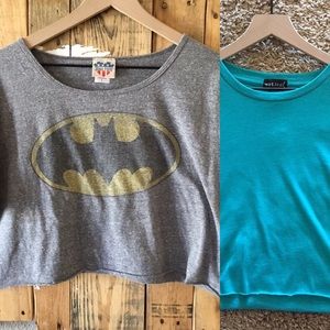 Batman & turquoise cut off crop top bundle